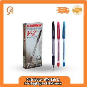 Jual Pulpen Hitam Merk Snowman V-2 - Anti Macet